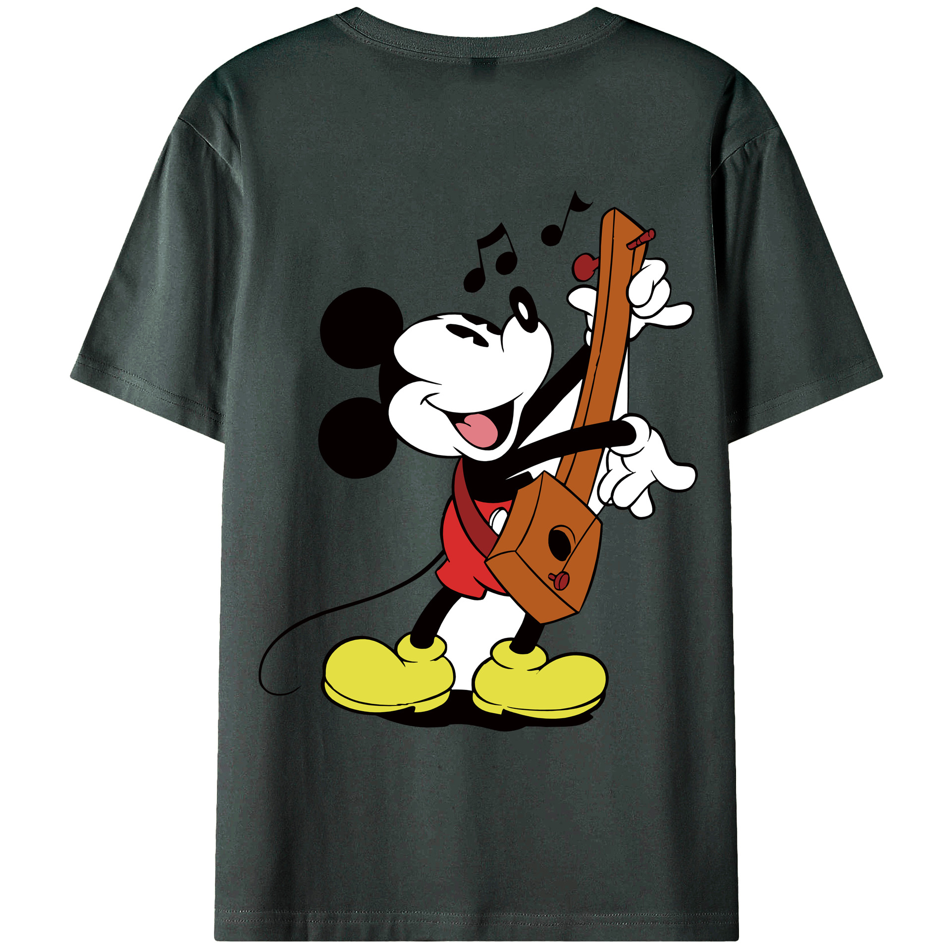 ミッキーマウス Mickey Mouse 綿100％ メンズ半袖Tシャツ（バックプリント） 通気性